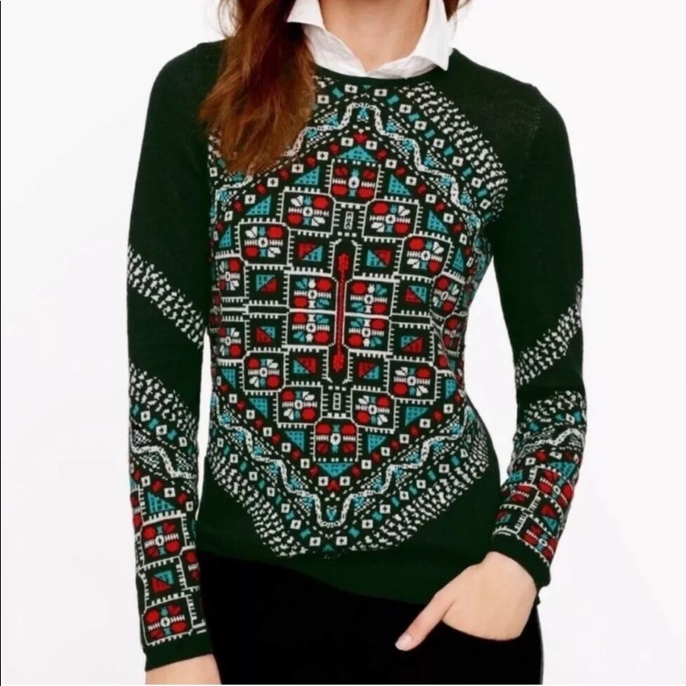 J.Crew | Sweater Womens Size Small Green Wool Long Sleeve Knotted Scarf Top